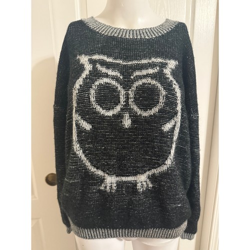 Uniq women black white owl - black,