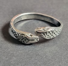 Vintage Sterling Silver Two Headed Snake Ring ~Size T ~ 2.9g