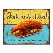 Metal Tin Sign Plaque Fish and