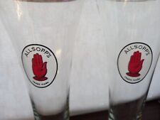 2 Allsopp's Brewery Antique Pilsner Beer Glasses Ind Coope Red Hand Ulster