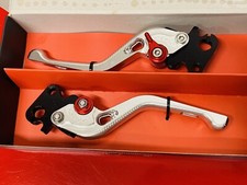 VESPA PX T5 PE PK TX SILVER ANNODISED ALUMINIUM ADJUSTABLE DOG LEG BRAKE LEVERS