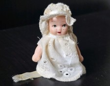 Antique German miniture Bisque Baby Doll Dolls house. Blue Eyes Freckles 