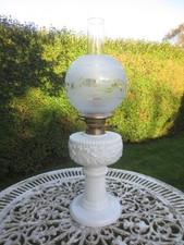 Antique Brass & Glass Oil Lamp