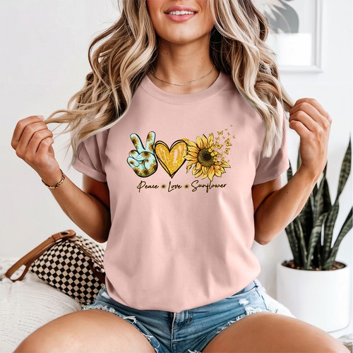 Peace love sunflower womens - love,