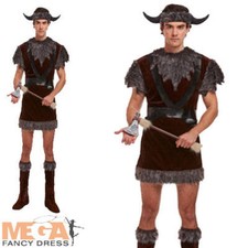 Viking Mens Saxon Fancy Dress Nordic Warrior Barbarian Adults Costume Outfit