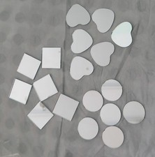 Real Craft Small Mirror Shapes Tiles 6 Pieces Circles Hearts Squares Mosaic 25mm