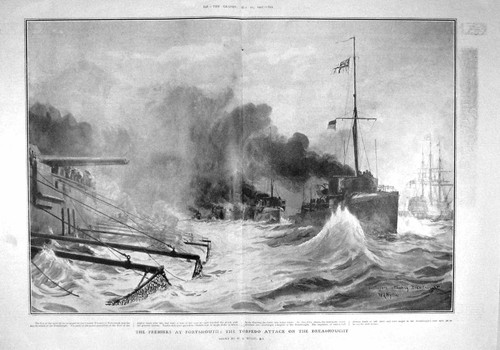 Original old antique print - old,