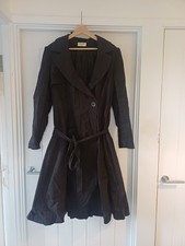 Lovely Womens Black Vintage Kaliko Trench Coat, Size 16