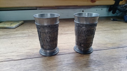 Pair pewter wine goblets - pair,