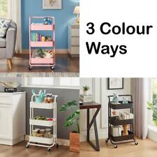 3 Tier Shelf Metal Kitchen Storage Trolley Beauty Home Cart Rack Tray w/ Wheels
