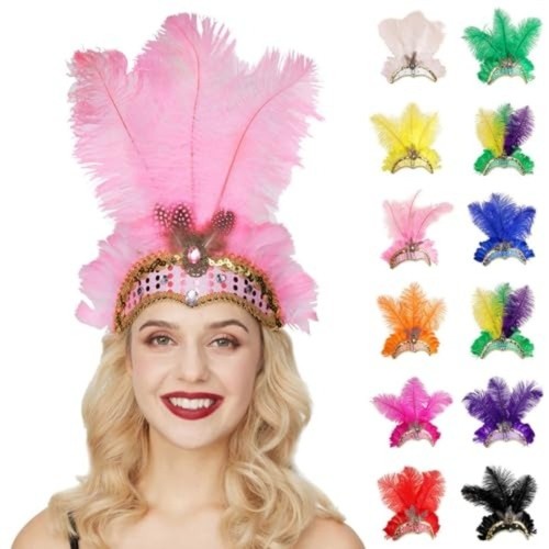 Colorful feather headpiece - colorful,