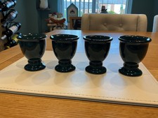 DENBY  GREENWICH  SET OF 4 FOOTED EGG CUPS  STONEWARE TABLEWARE EXCELLENT