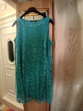 Asda George Fully Lined Turquoise Lacy Dress Size  14 Unworn