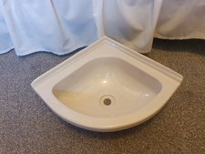 Caravan Bathroom Beige Plastic Corner Vanity Sink Bowl 290mm x 290mm