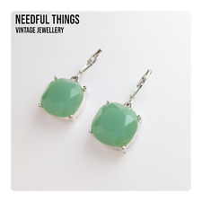 Elegant Jewellery Joan Rivers Vintage Green Jade Crystal Glass Earrings