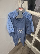 Dunnes Stores Sleepsuit 2 Pack monkey 12 - 18 Months Fleece Warm Cosy Boys grip 