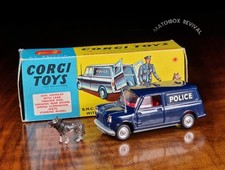 Vintage Original Corgi 448 B.M.C. Mini Police Van With Dog & Original Box Car