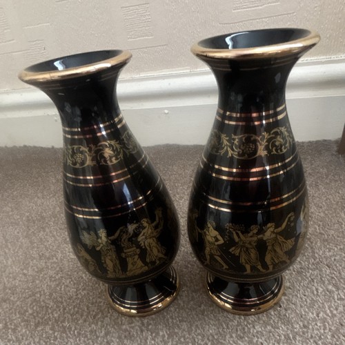 Greek pottery vase 24k gold - pottery,