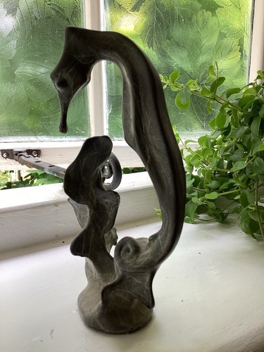 Metal seahorse sculpture - metal,