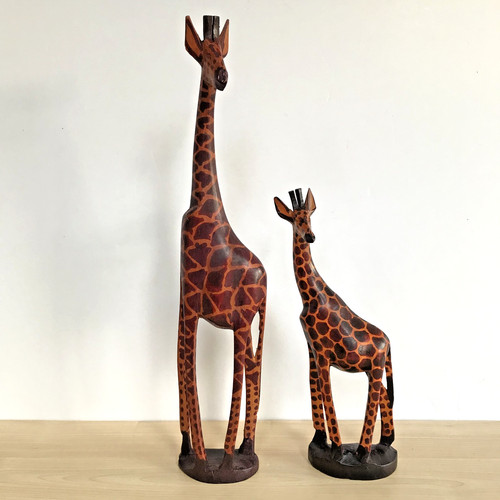 Wooden giraffe figurine - wooden,