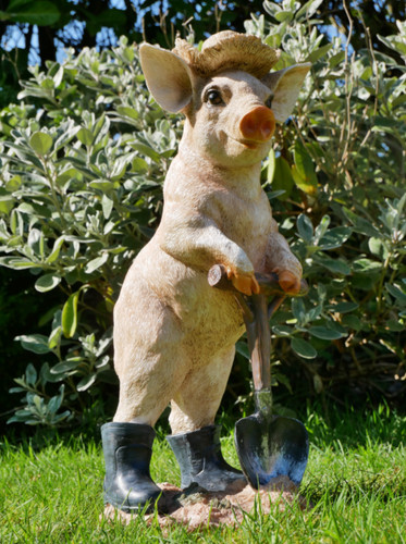Resin digging pig wellies - digging, in