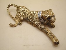 Vintage 9k Gold Panther Brooch With Ruby & Diamond Quality Piece Designer Style