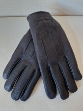 Dune London Women's Black Leather Gloves Size M/L Faux Fur Lining Textured New