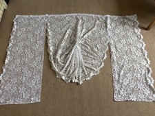 Vintage White Lace Window Curtain Panels Floral D 60” W 90”