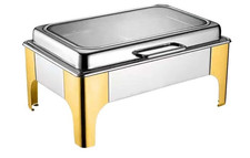 9ltr Silver & Gold Chaffing Dish Stainless Steel Food Warmer For Buffet