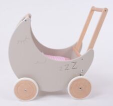 Brand New Wooden Doll Pram GREY MOON ZZZ B1 incl. BEDDING Doll´s PRAM by MJmark