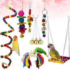  7 PCS Toys Macaw Love Bird for Cockatiel Parakeets Safe Parrot