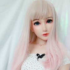 Doll Half Head Shell Headgear Anime Face With Hair For Cosplay Kigurumi Mask CD