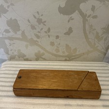 1950s  VINTAGE WOODEN SLIDING CLOSURE PENCIL CASE 26cmby8cm