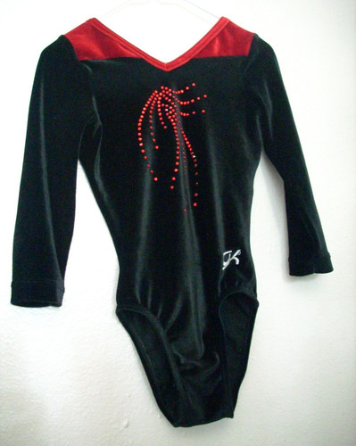 Leotard black red velvet - cl,