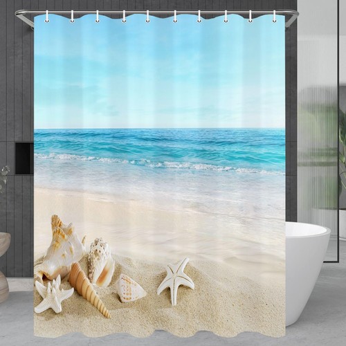 Beach shower curtain blue - shower, curtain,
