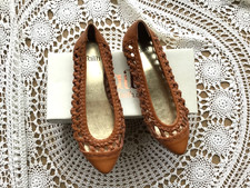 Faith Tan Leather Weave Shoes