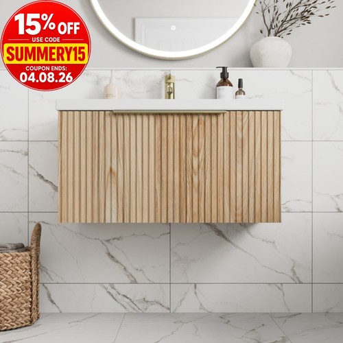 Fluted 800mm bathroom vanity - fluted,