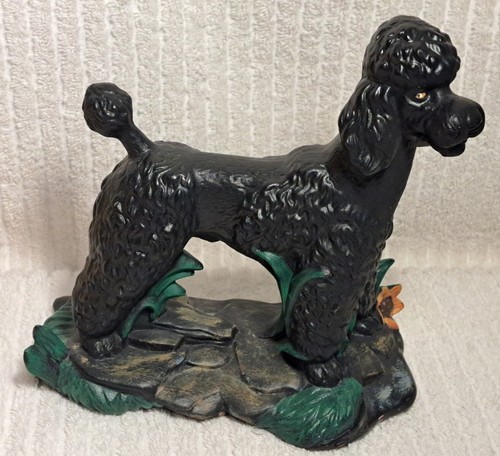 Black standard poodle ceramic - black,