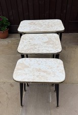 Super Retro Mid Century Nest Of Three Formica Topped Tables With Dansette Legs