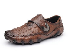 Men's Shoes Genuine Leather Crocodile Pattern Shoes Men Loafers Mocassins - 9.5