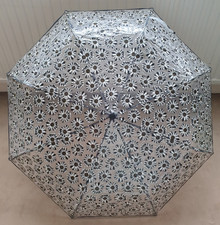 New Look clear/transparent leather embroidered handle floral-design umbrella