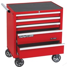 Clarke DIY Tool Cabinet Rolling Storage Chest Portable 5 Drawer Workshop Box Red