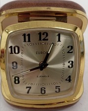Europa Vintage Travel Alarm Clock Mechanical Wind-Up, Germany, 2 Jewels