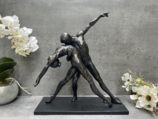 Figurine Dancing Couple Black Sculpture Romantic Lovers Modern Art Decor 37cm