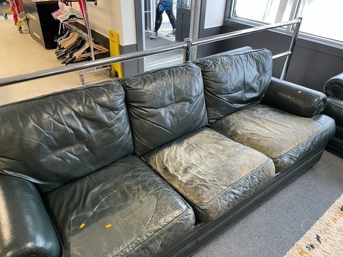Black leather sofa seater - black,