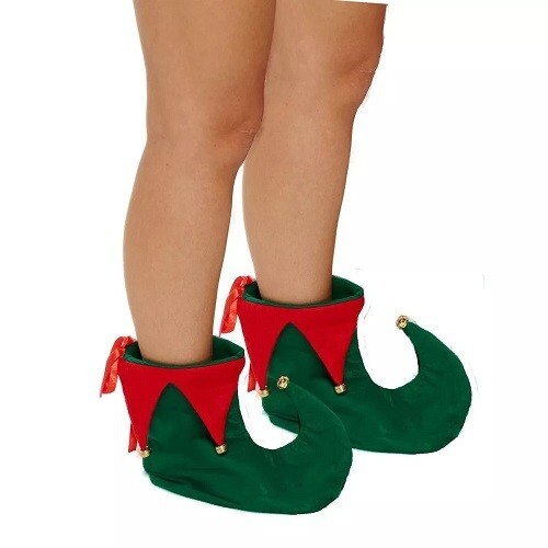 Elf boot covers red green - elf,