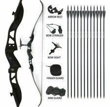 Takedown Recurve Bow Target 66" Left Handed Arrows Set Longbow  Games Practice