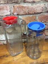 2 Retro Fridge Juice Jugs Red And Blue Pasabahce Vintage 1980s