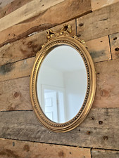 VINTAGE REGENCY RIBBON BOW OVAL GILT WOOD BOUDOIR WALL MIRROR FRENCH ITALIAN ?