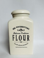 Mrs Winterbottom's Retro White Ceramic Grocer Flour Traditional Canister